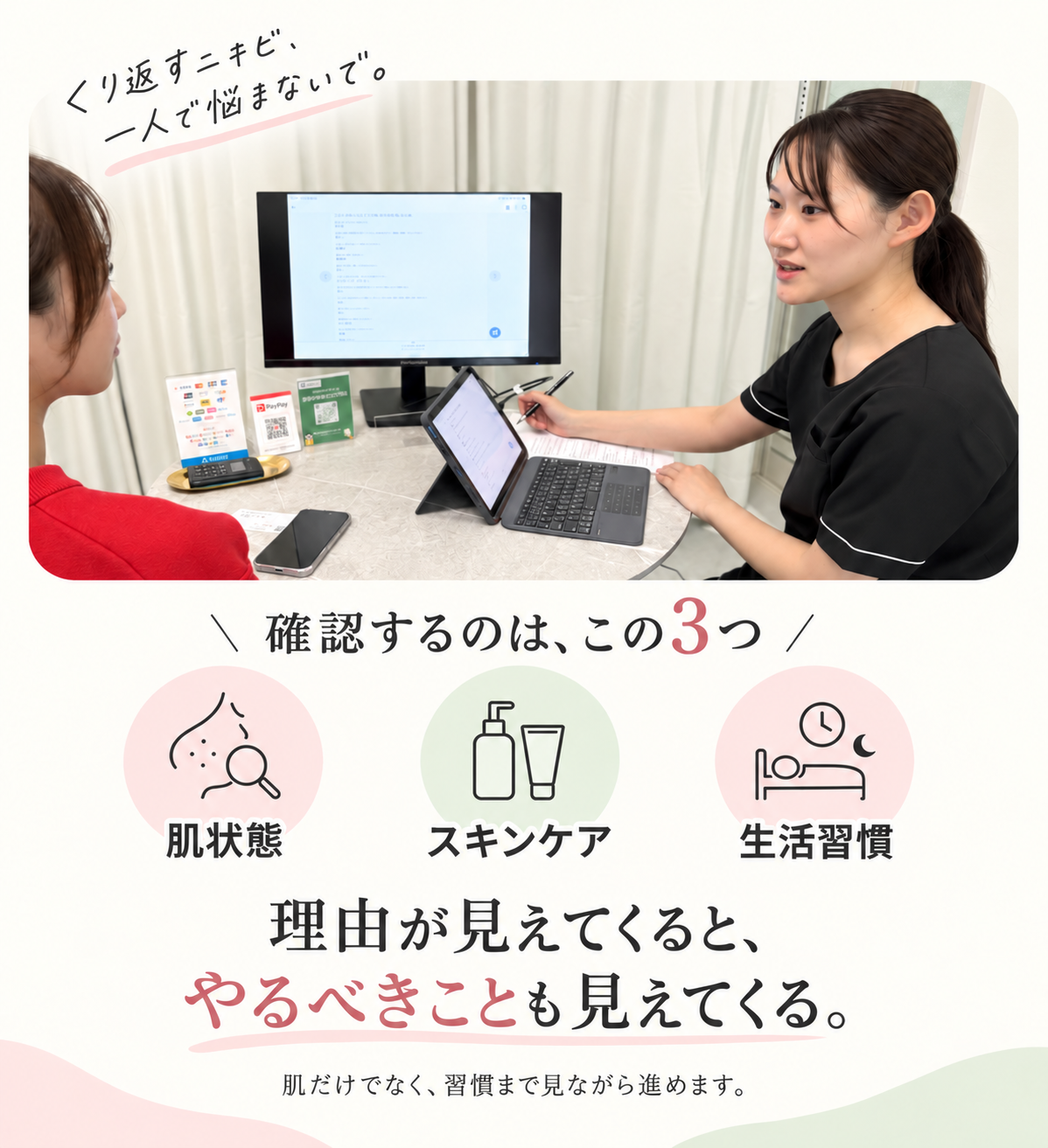 スタッフがお客様とカウンセリングしている実写